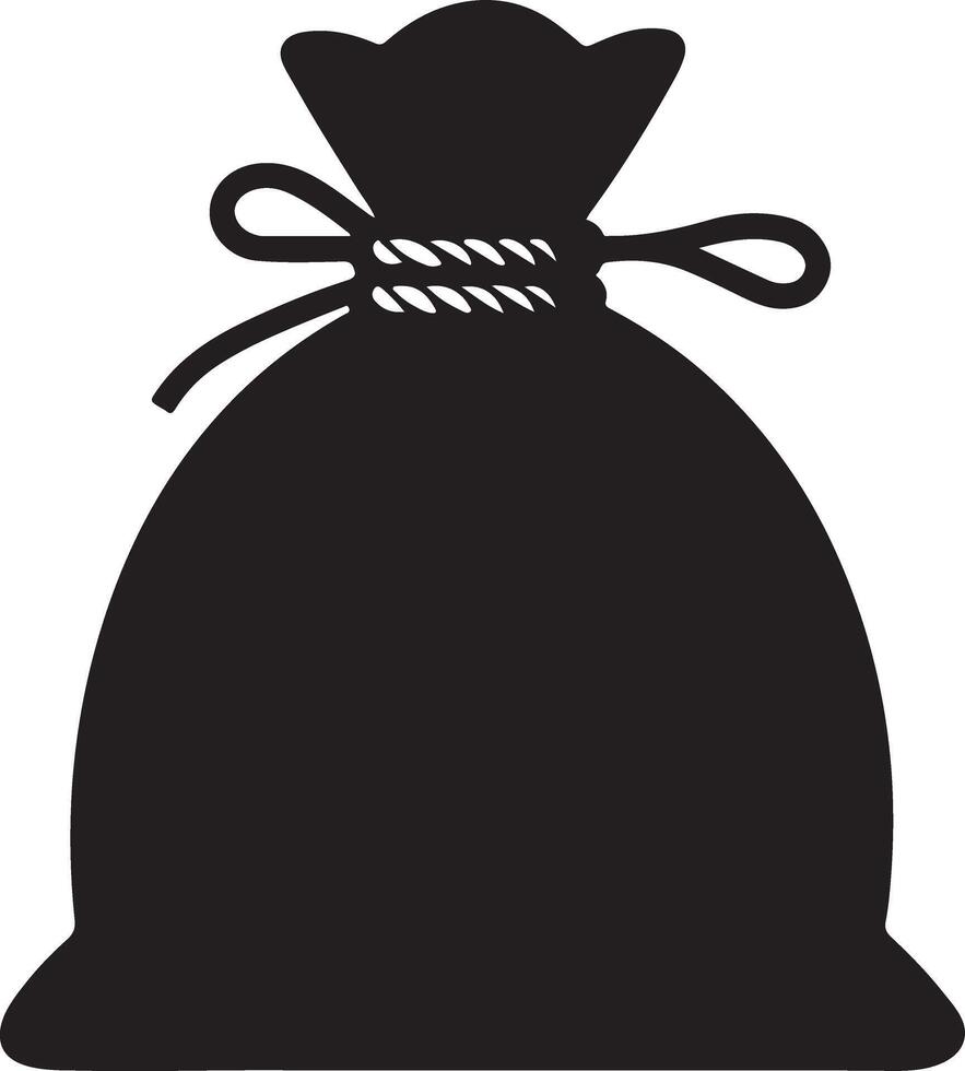 Vintage Sack Silhouette Tied with Rope Illustration for Design vector