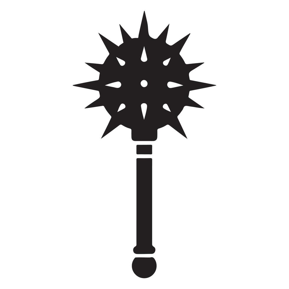 Medieval Spiked Morning Star Weapon Silhouette Illustration vector