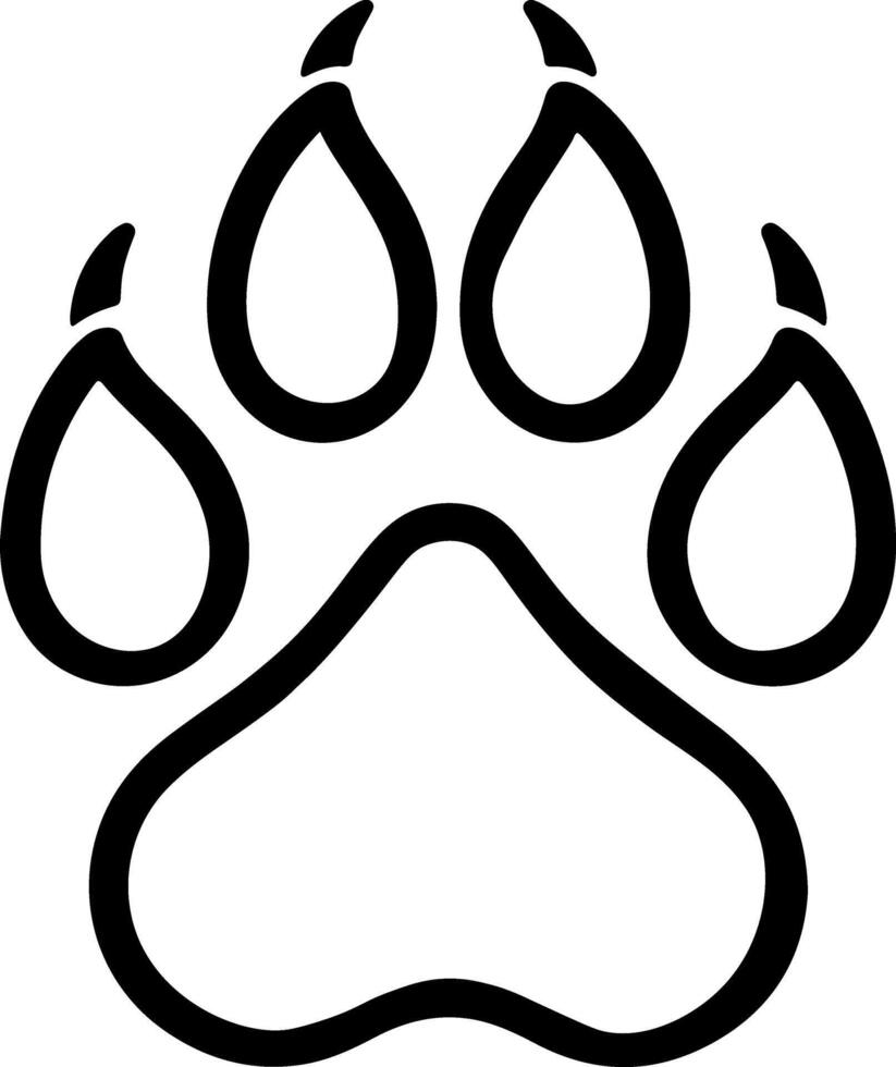 Bold Black and White Wolf Paw Print Illustration vector