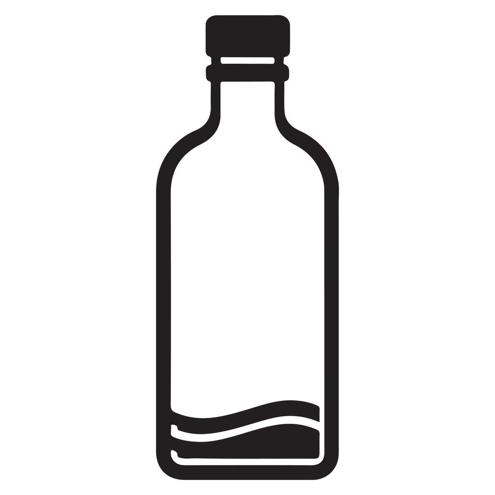 Black and White Silhouette of an Empty Glass Bottle vector