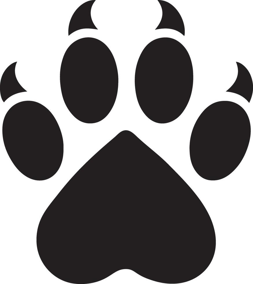 Illustration of a Black Big Cat Paw Print Silhouette vector