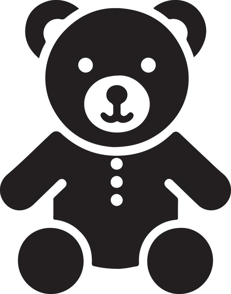 Solid Black Teddy Bear Icon for Childrens Products vector