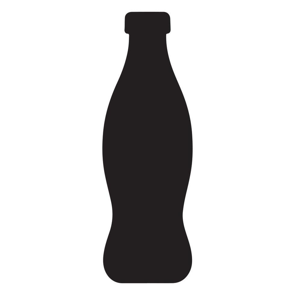 A Black Silhouette Illustration of a Soda Bottle vector
