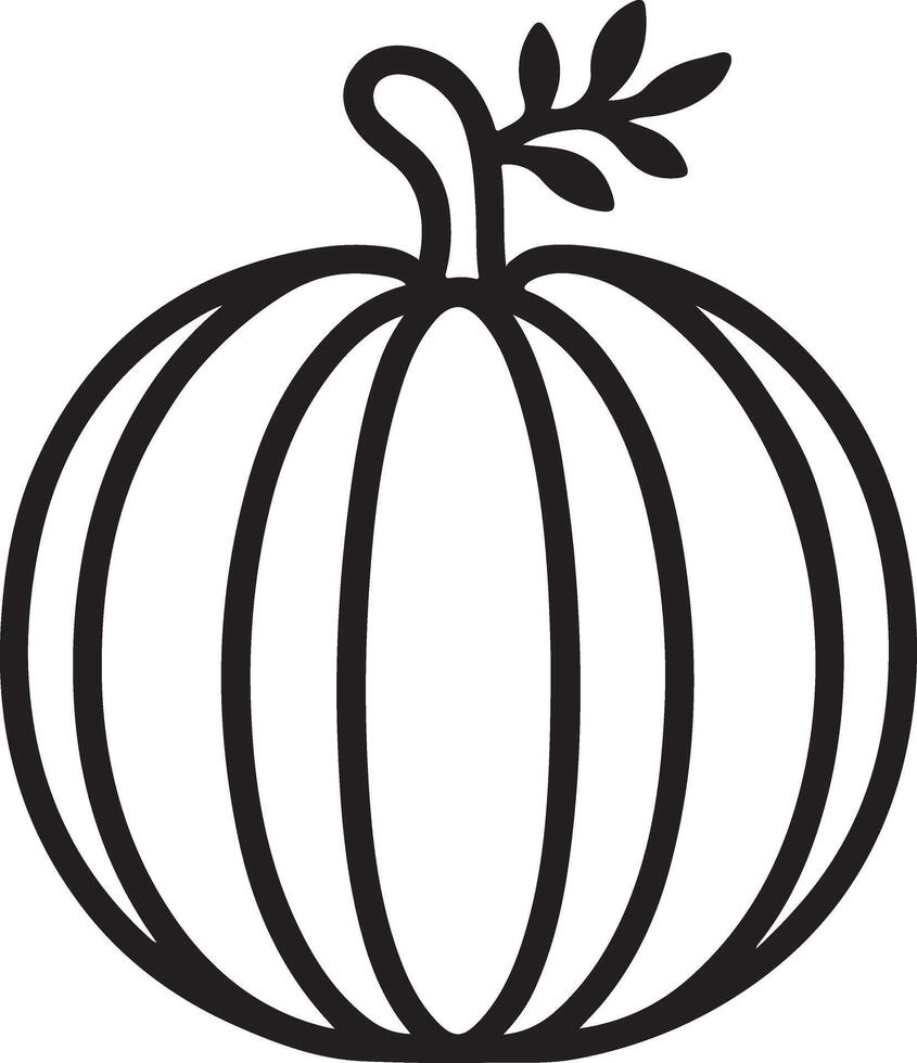 Simple Line Art Pumpkin Silhouette Illustration for Fall Designs vector