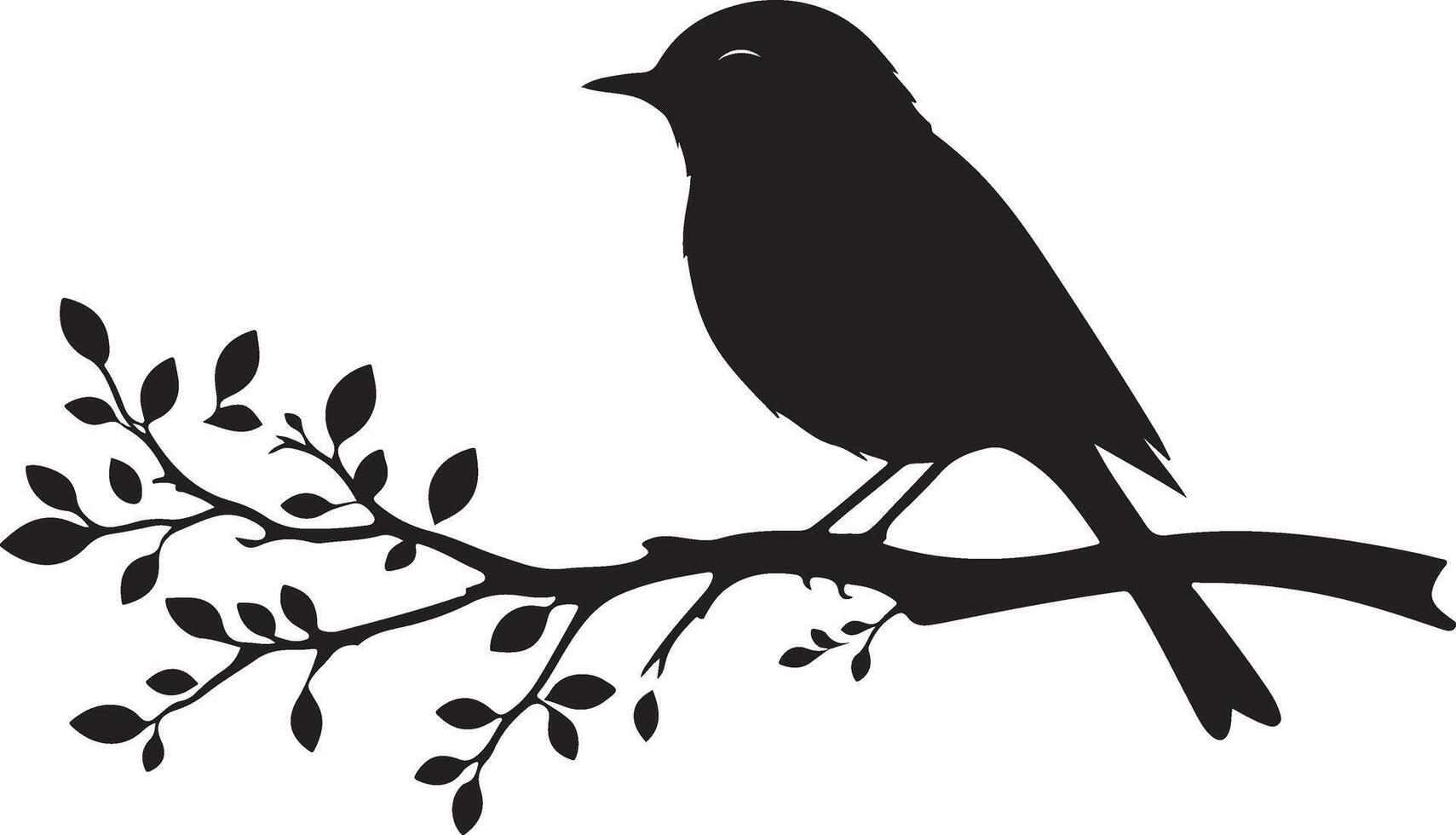 Charming Bird Silhouette Resting on a Branch vector