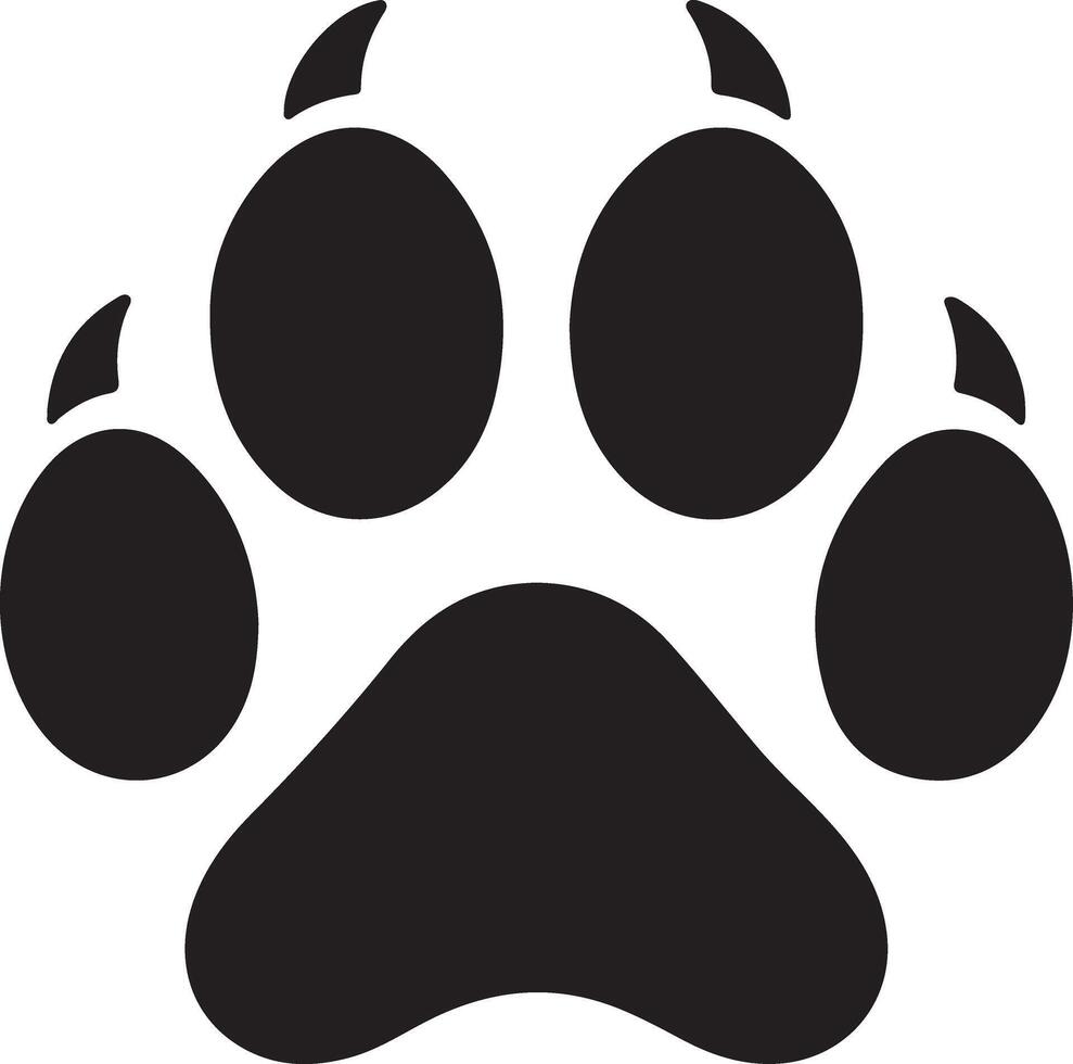Black Silhouette of a Wild Animal Paw Print Illustration vector