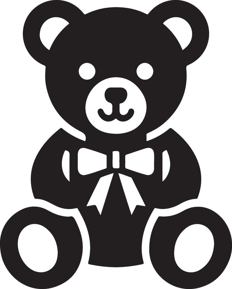 Charming Teddy Bear Silhouette with a Bow Icon vector