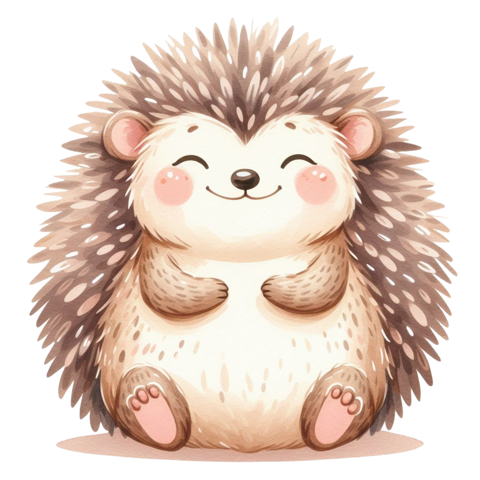 A cute brown hedgehog sitting cutouts png
