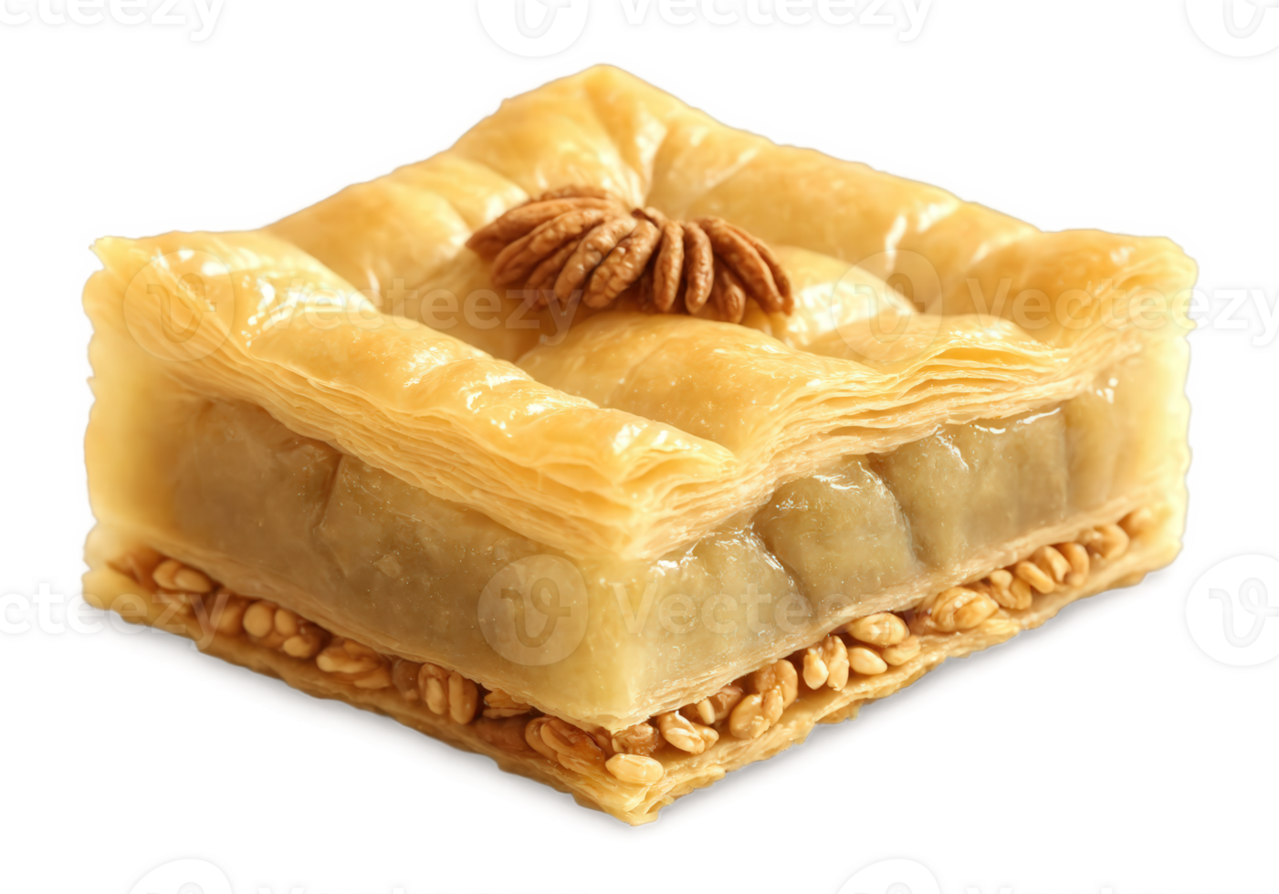 Baklava - A rich, sweet pastry made with layers of filo dough, honey, and crushed nuts, offering a crisp png