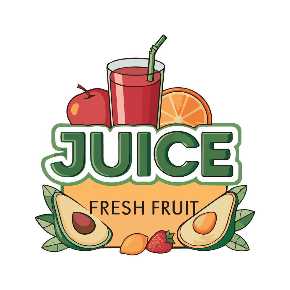 Fresh fruit juice drink logo concept vector
