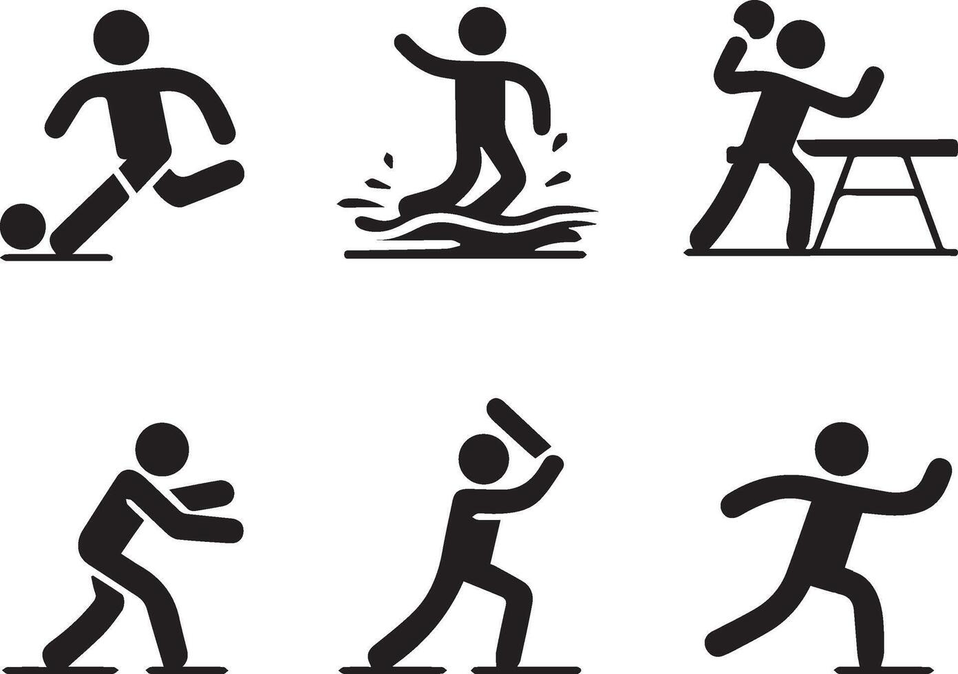 Simple, stylized icons of various sports. vector