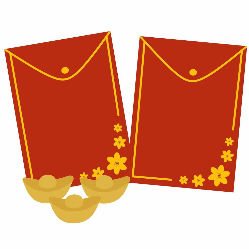 Illustration of red envelope and gold for chinese new year event vector