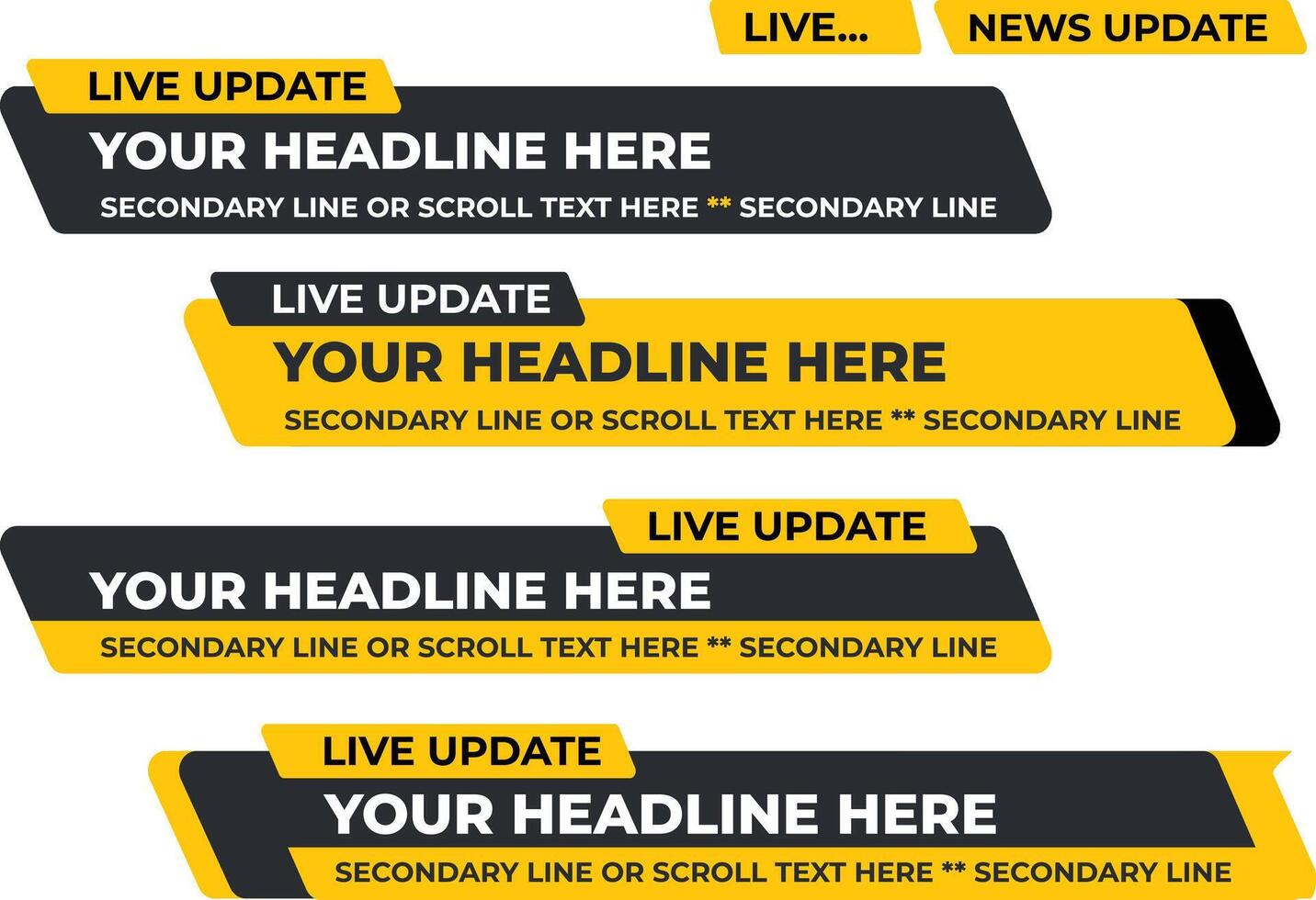 Yellow and Gray news lower third design for Television channel vector