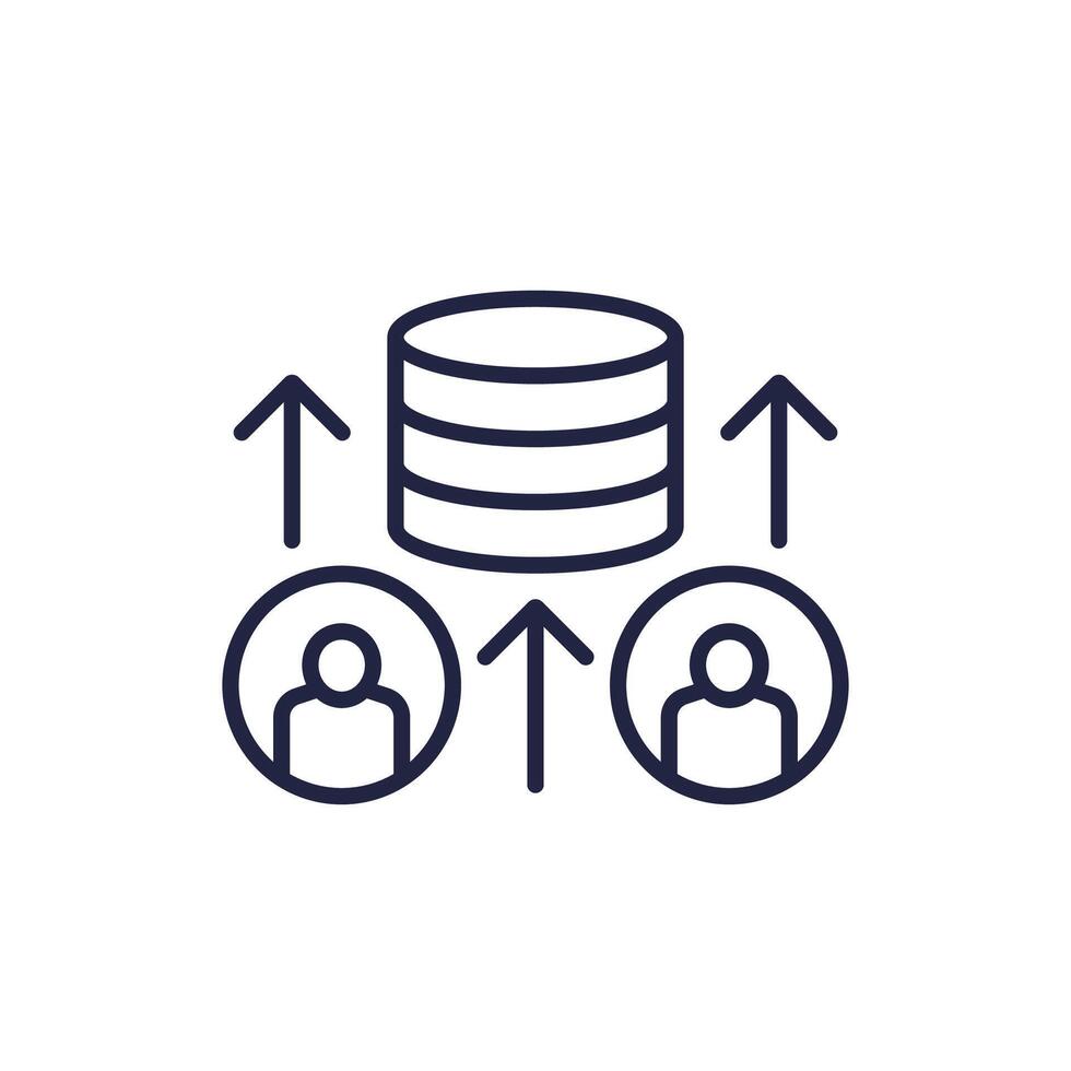 User base, collect data line icon vector