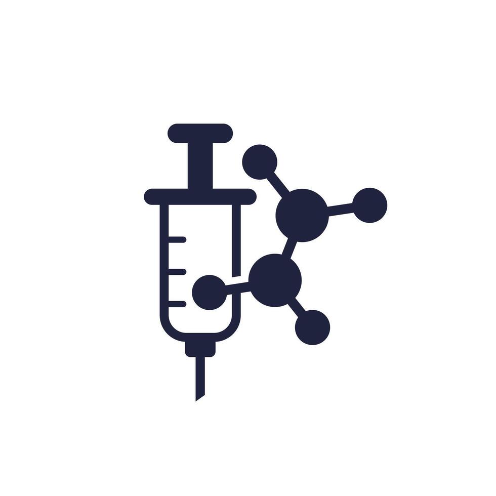 molecule and syringe icon on white vector