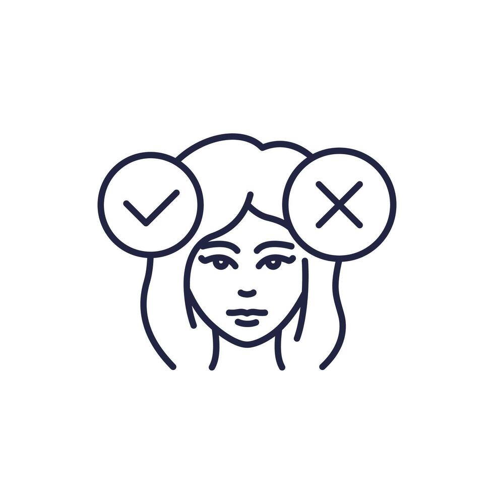 decision making line icon with a woman vector