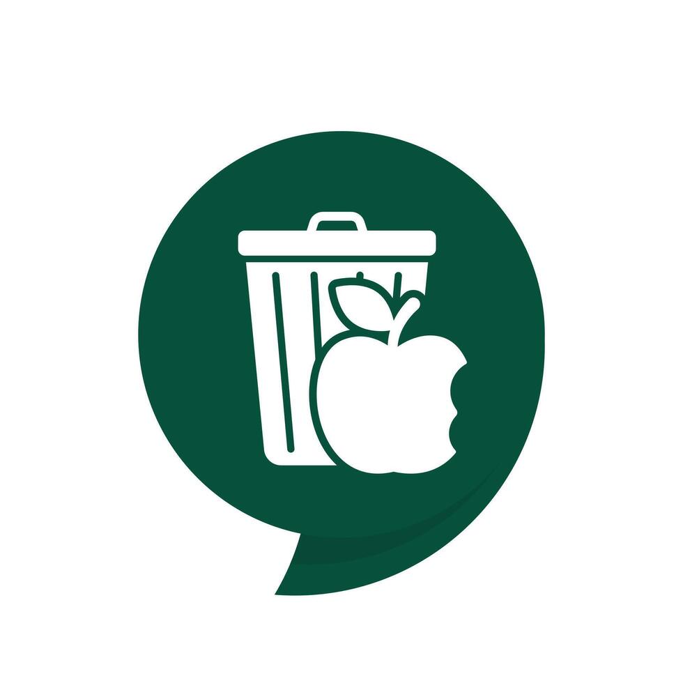 food waste icon with a trash bin, vector