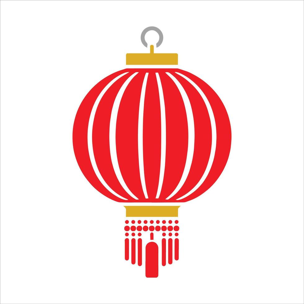 Lunar New Year Chinese Lantern with in Red Japan Lantern Style Paper Lamp Silhouette vector