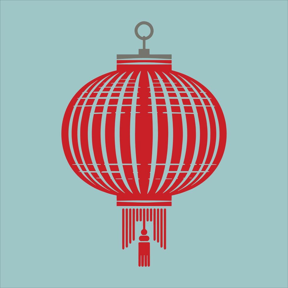 Chinese Lantern with in Red Japan Lantern Style Paper Lamp Silhouette for Lunar New Year Concept vector