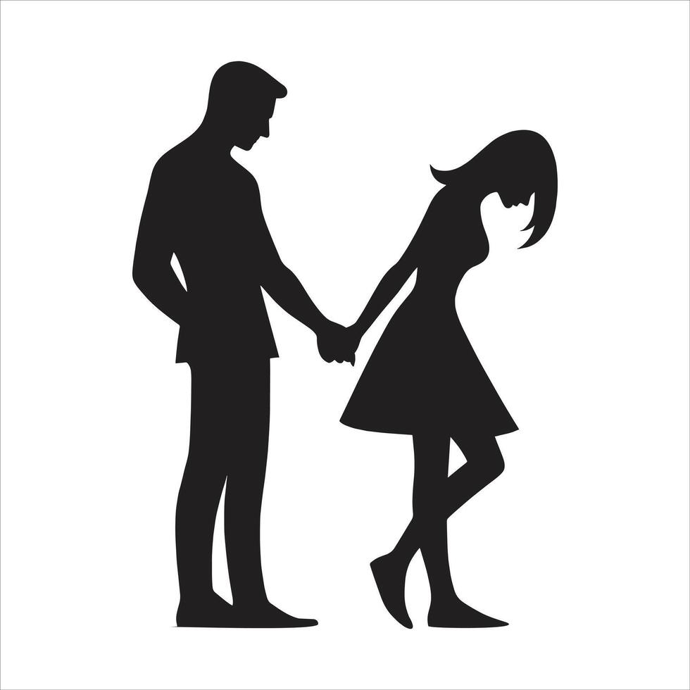 Valentine Week Couple Silhouette Hugging and Kissing in Romantic Wedding Proposal Poses vector