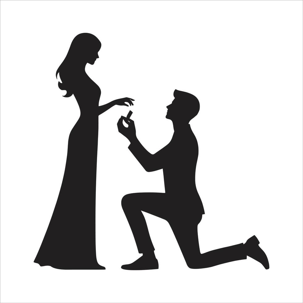 Happy Valentine's Day Silhouettes of Bride and Groom Hugging and Kissing for Romantic Proposals vector