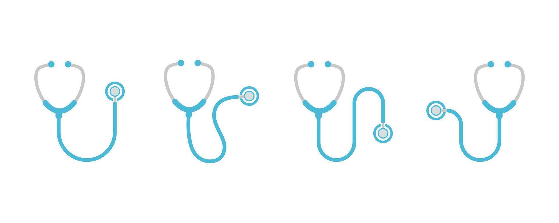 Stethoscope icon set. Medical stethoscope. Hospital cardiology tool. Heart diagnostic sign vector