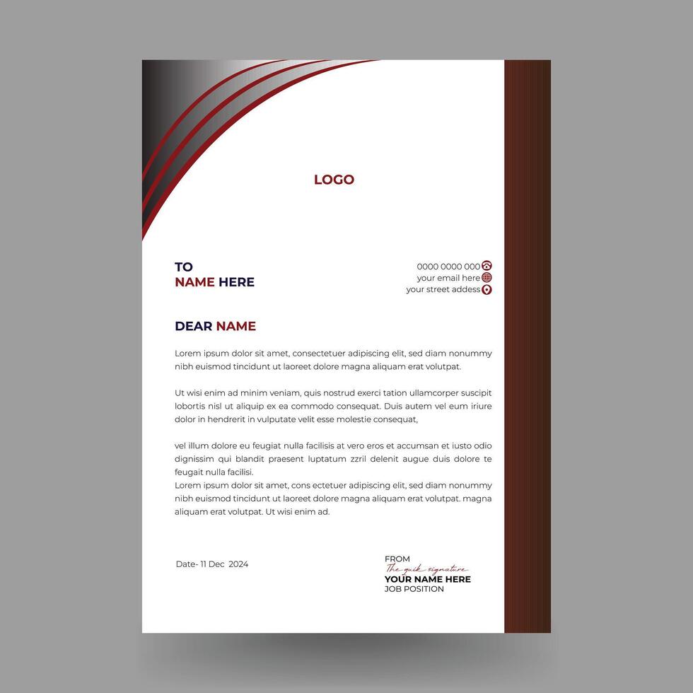 Minimalist modern Letterhead Design Template for your business vector