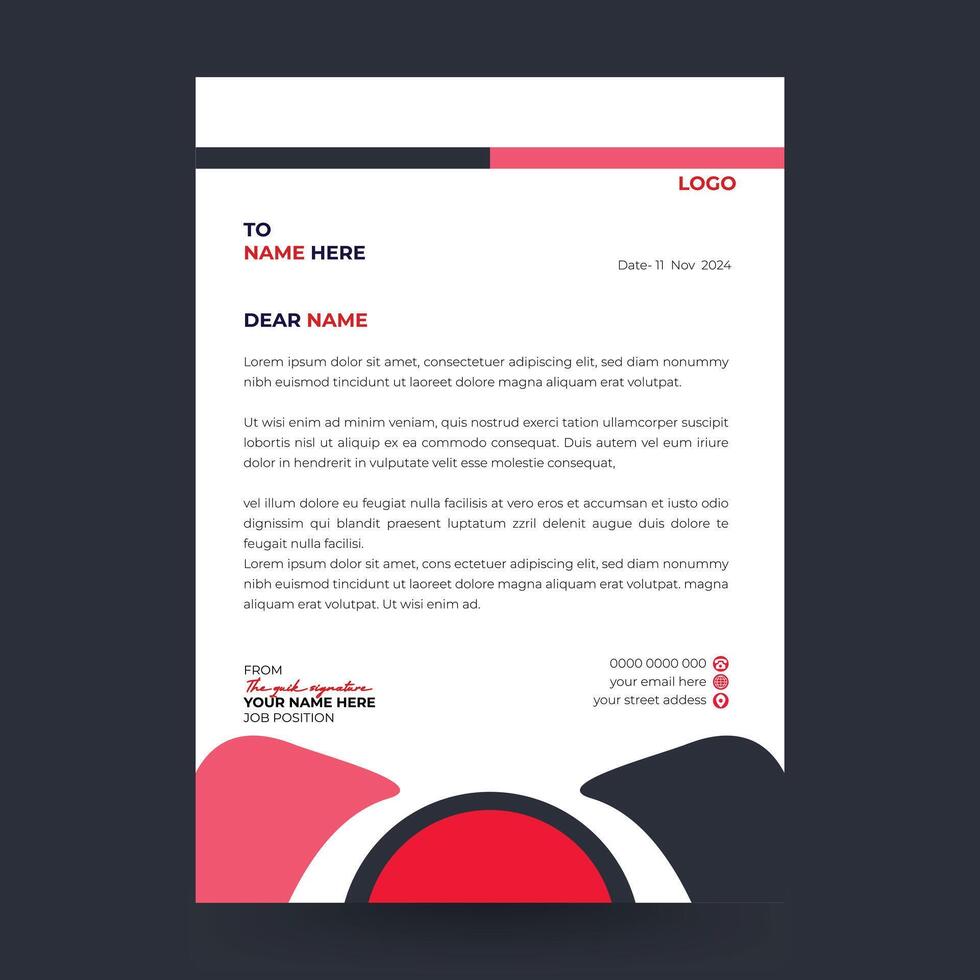Clean Business style letterhead design template vector