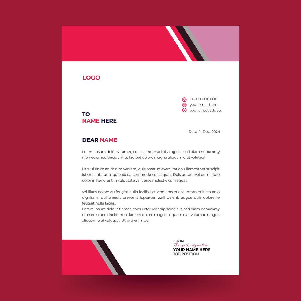 clean Minimalist modern Letterhead Design Template vector
