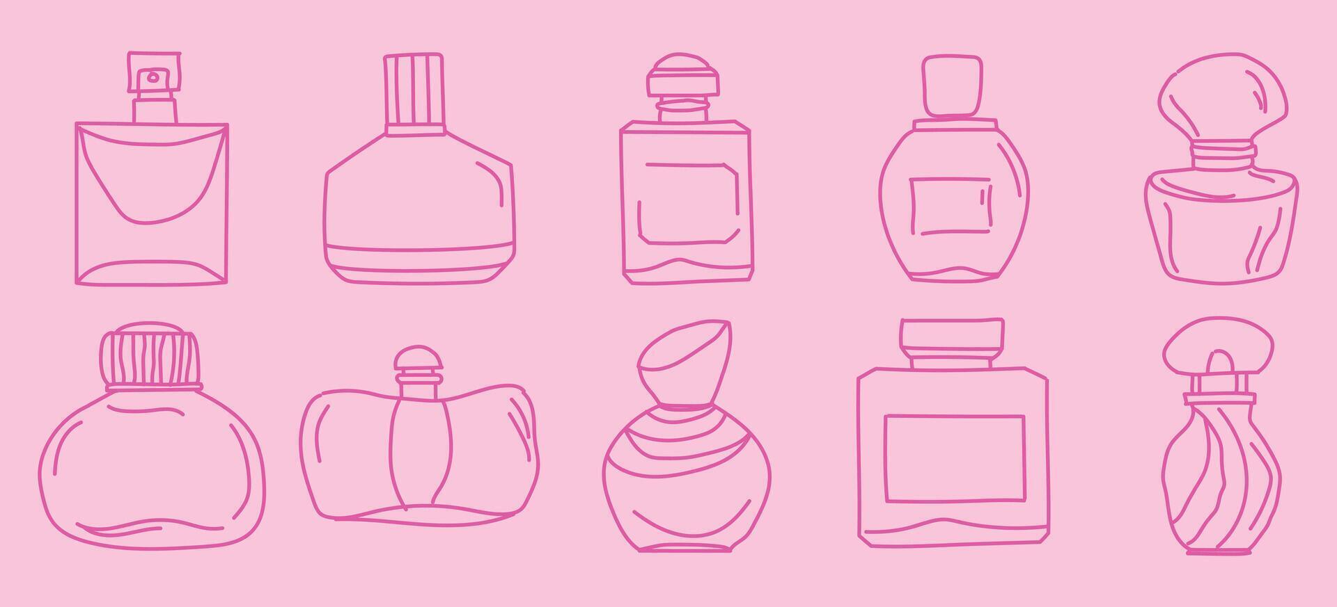 Perfume bottle icon design set. vector