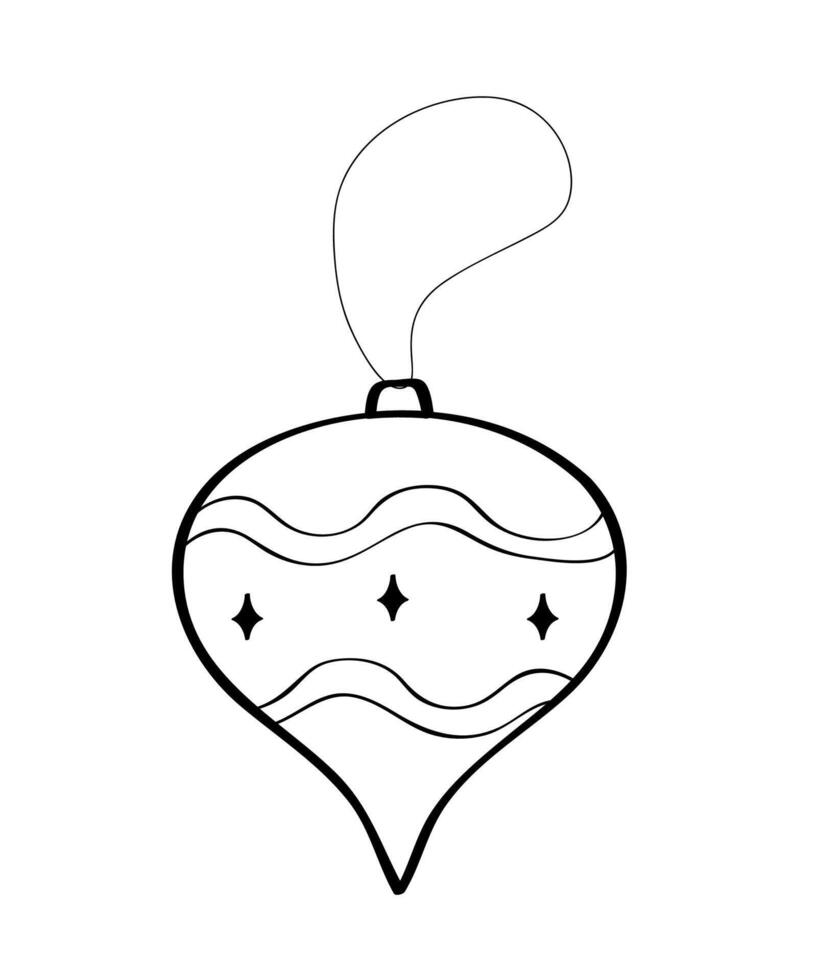 Christmas tree ball toy. illustration of a doodle icon is a festive decoration. Isolate on a white background. vector