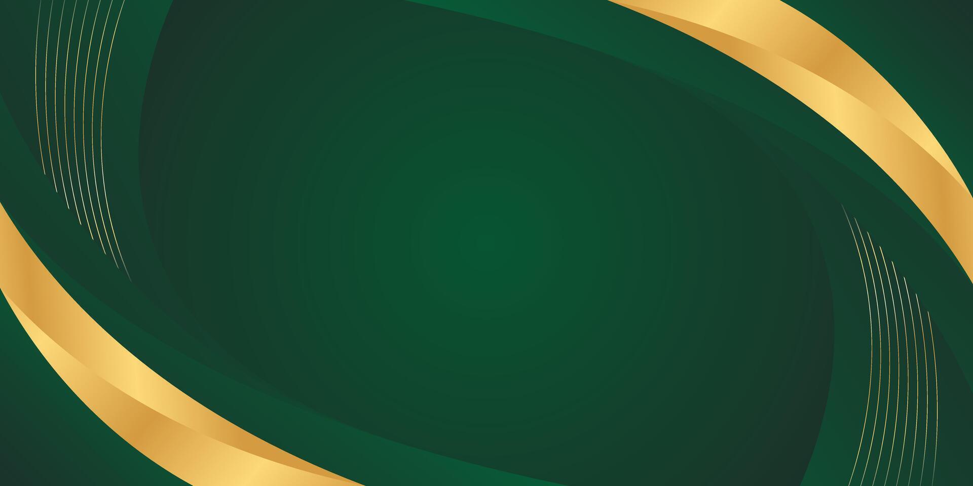 emerald green and gold luxury curved background. Modern wallpaper vector