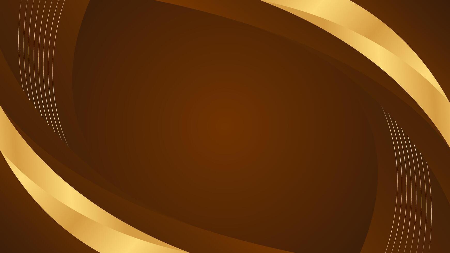 Dark brown gold luxury curved background. Modern wallpaper vector