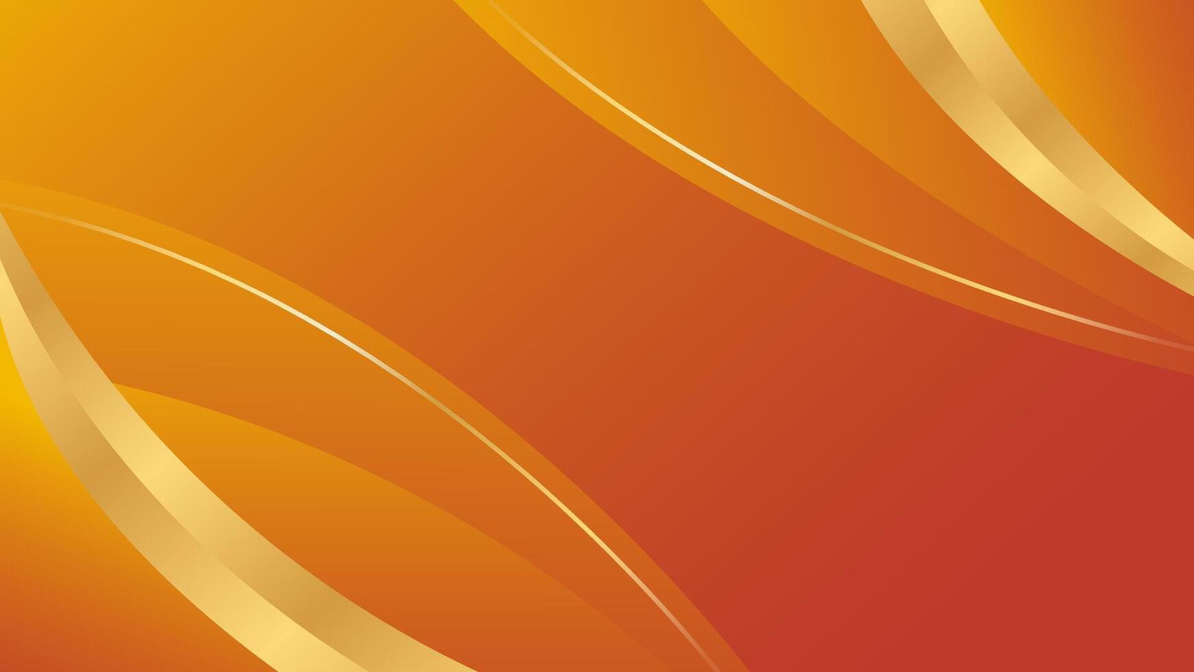 Simple orange gradient and gold luxury curved background. Modern abstract wallpaper vector