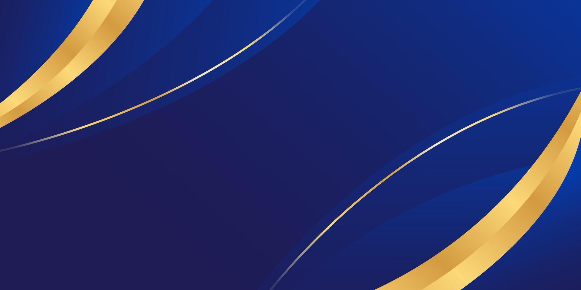 Simple blue gold luxury curved background. Modern abstract wallpaper vector