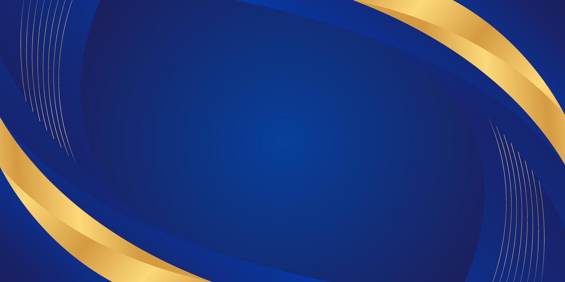 Blue gold luxury curved background. Modern wallpaper vector