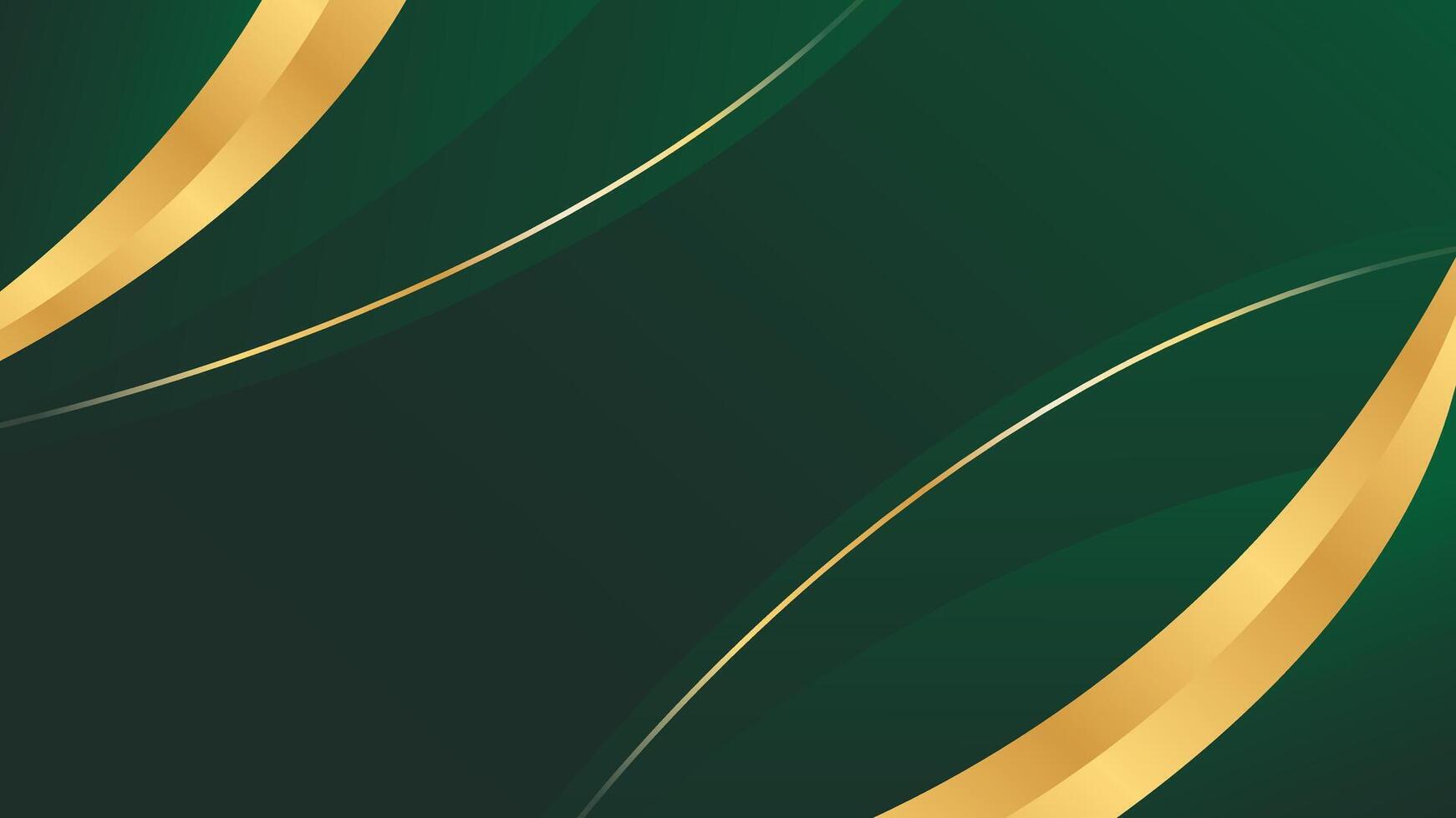 Simple emerald green and gold luxury curved background. Modern abstract wallpaper vector