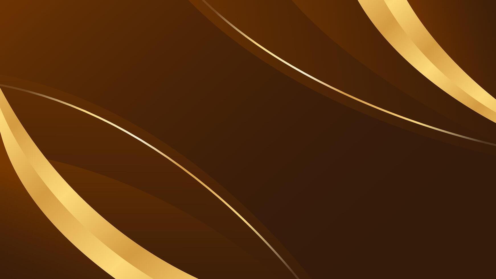 Simple dark brown gold luxury curved background. Modern abstract wallpaper vector