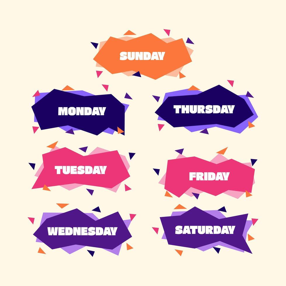 Days of The Week on Abstract Geometric Background vector