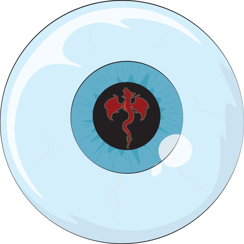 Dragon silhouette reflection in eye pupil artwork vector