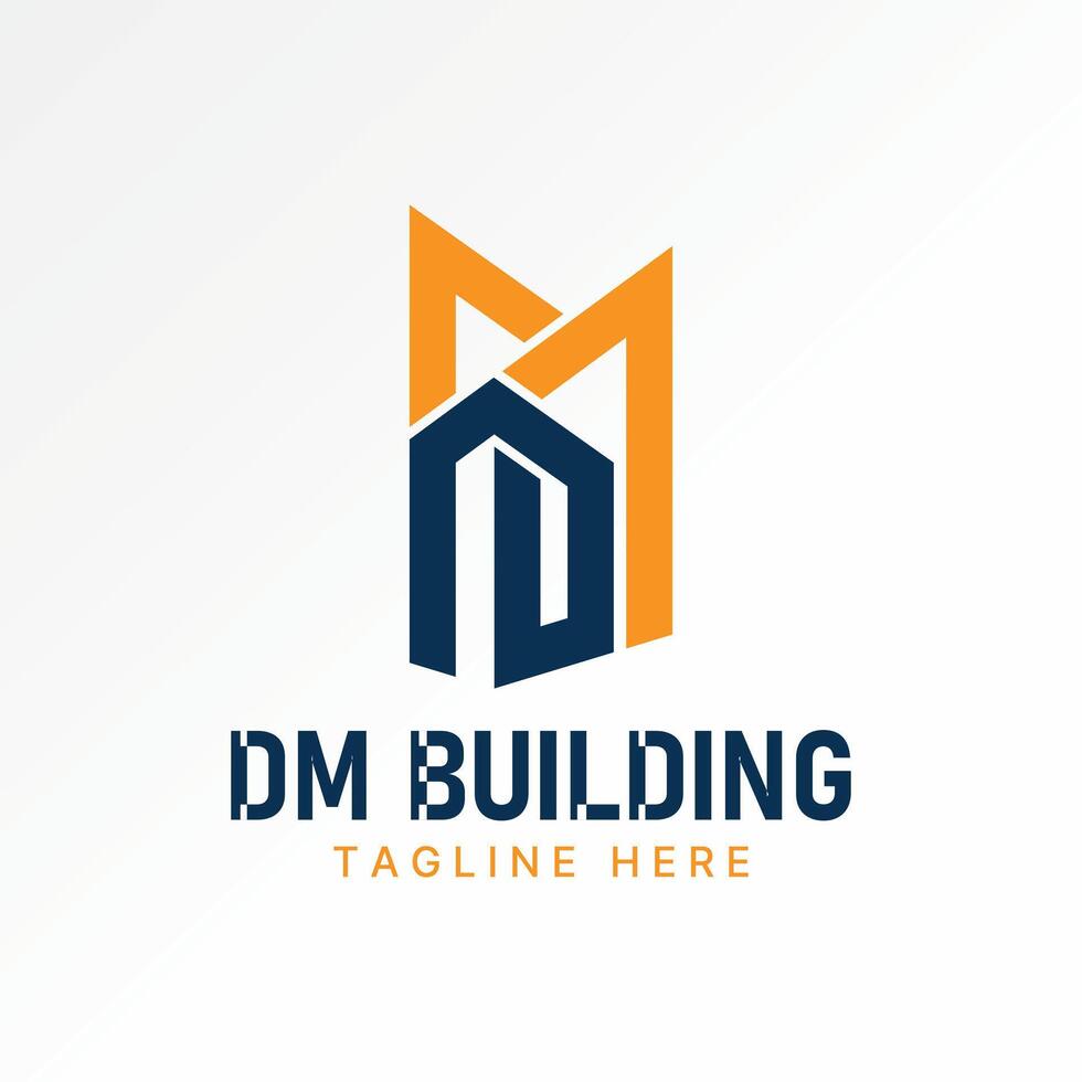 Logo design graphic concept creative premium stock image graphic initial DM font building connect construction house monogram skyline property vector