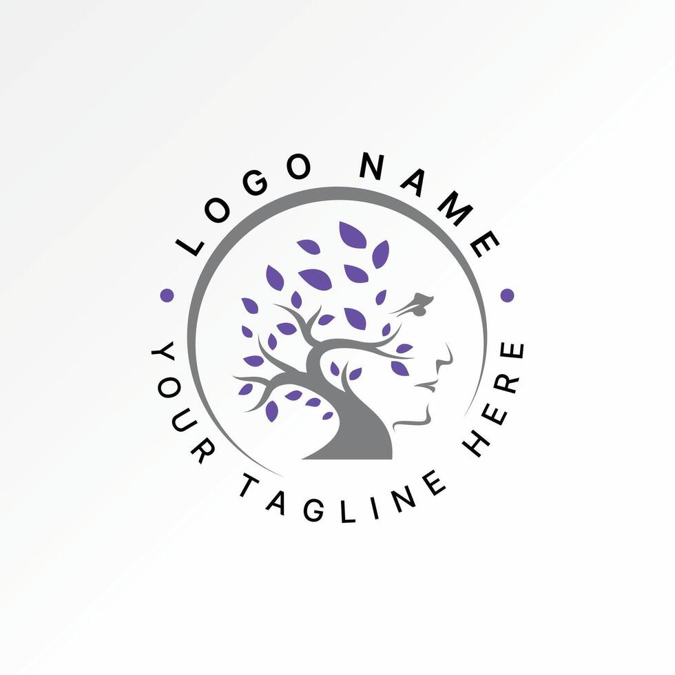 Logo design graphic concept creative premium stock image graphic small decorative plant leaves botany garden side face to nature tree art human vector