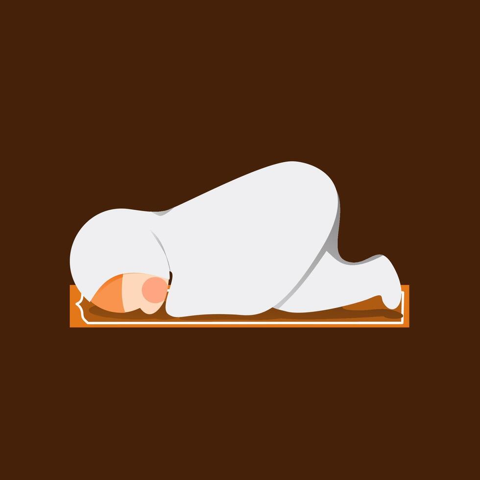 Women sujud prayer movemenr in salat vector
