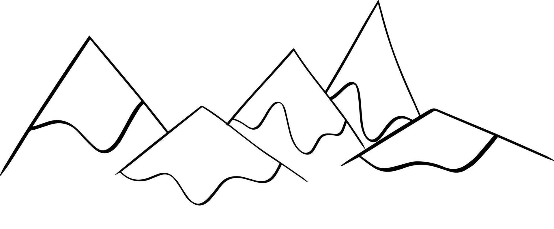 Graphic line mountains composition with horizontal landscape and cliffs covered with snow illustration vector