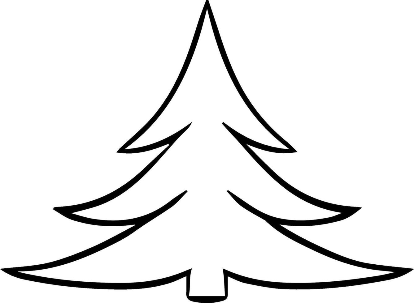 silhouette of a pine tree. Graphic line illustration vector