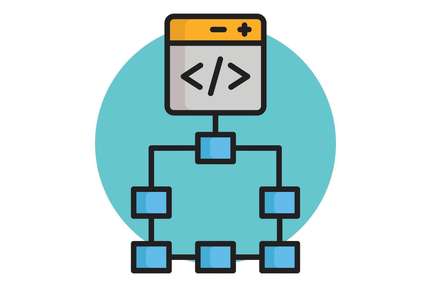 Framework icon. colored outline icon style. icon related to IT architecture. network elements illustration vector