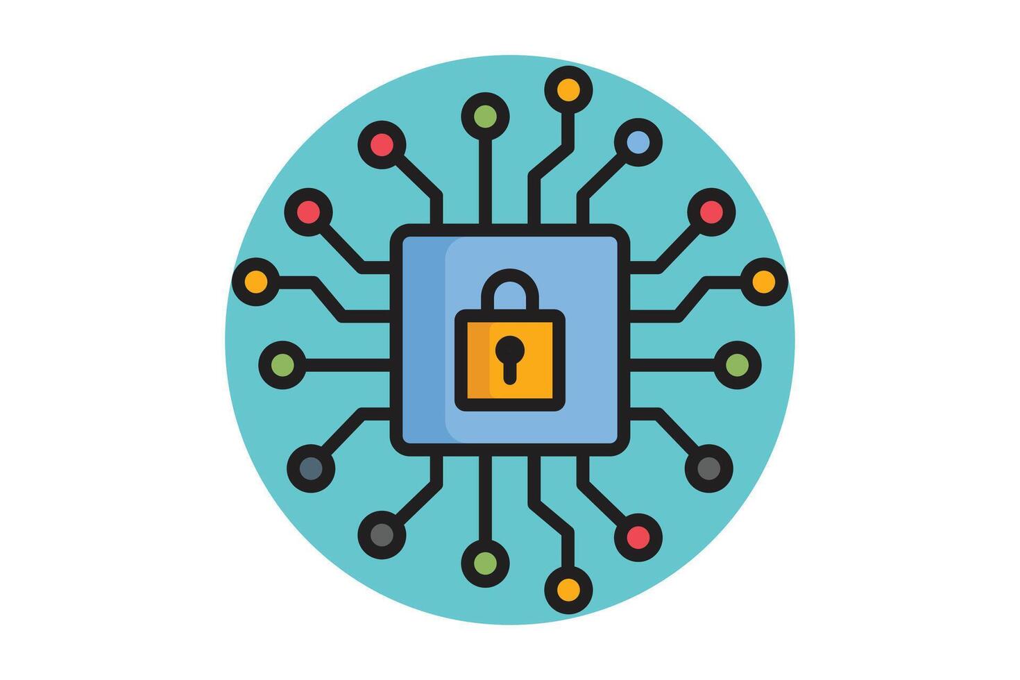 Security icon. colored outline icon style. icon related to network security, IT. network elements illustration vector