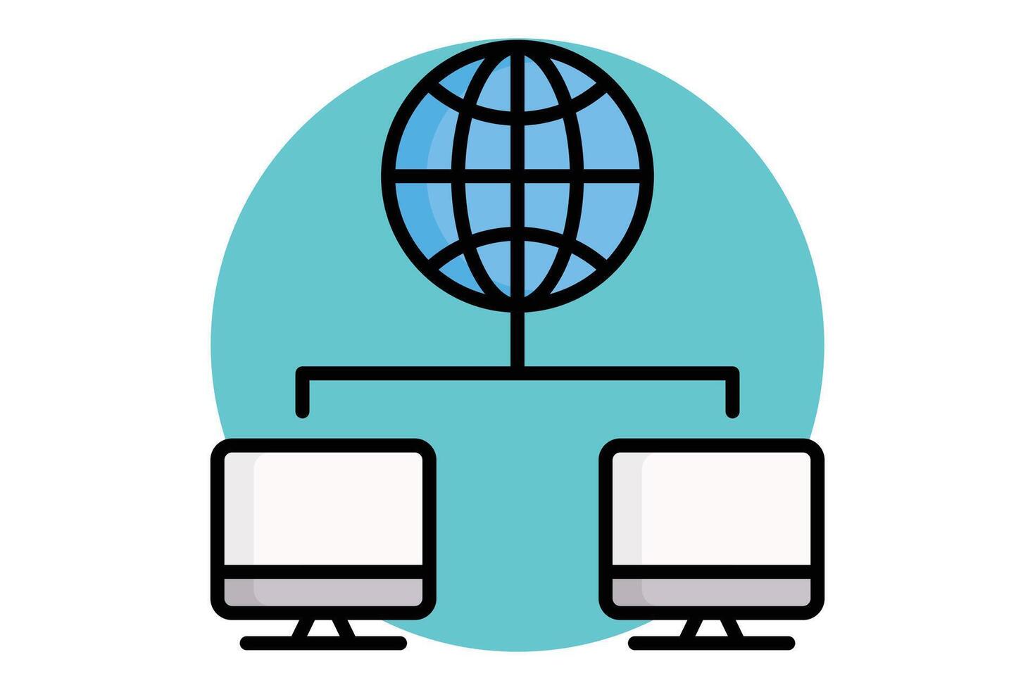 Network icon. colored outline icon style. icon related to IT. IT architecture elements illustration vector