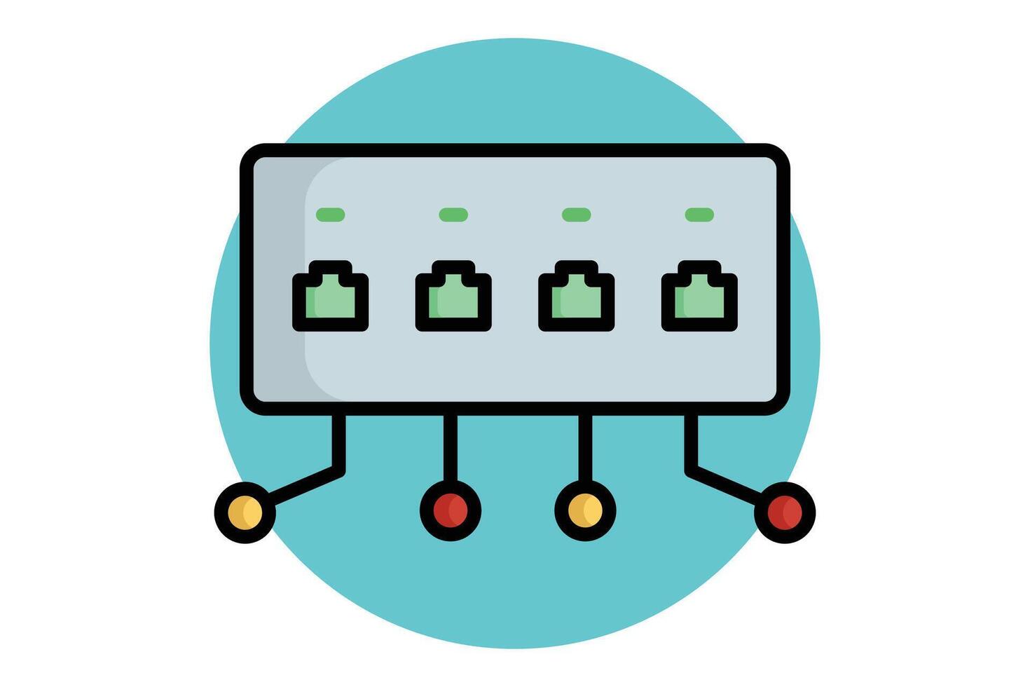 Network switch icon. colored outline icon style. icon related to IT, network. IT architecture elements illustration vector