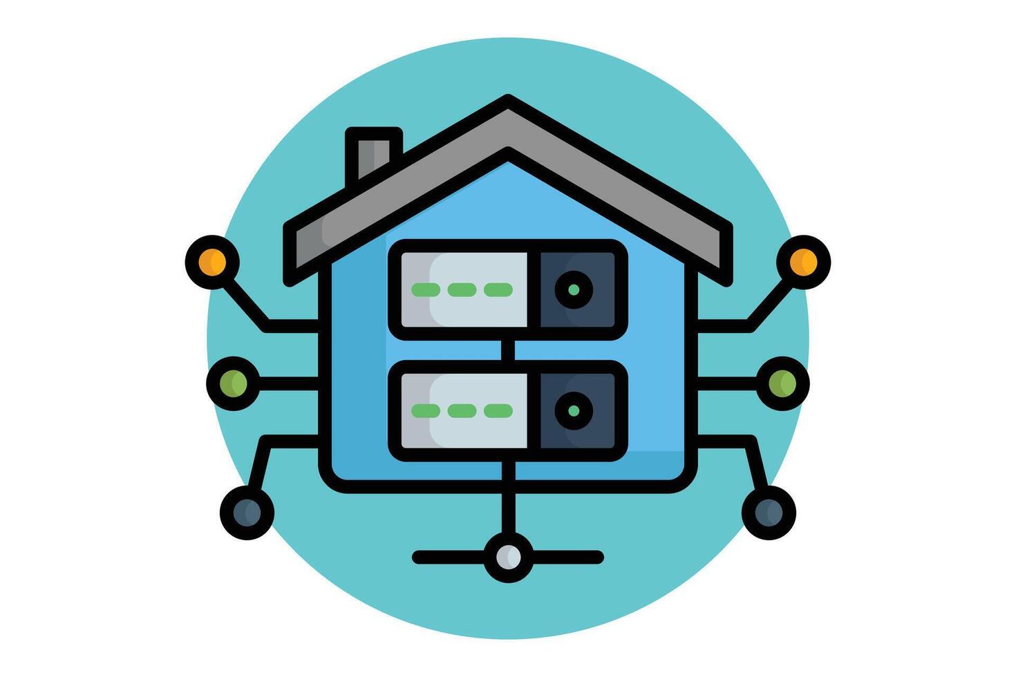 Data warehouse icon. colored outline icon style. icon related to IT. network elements illustration vector